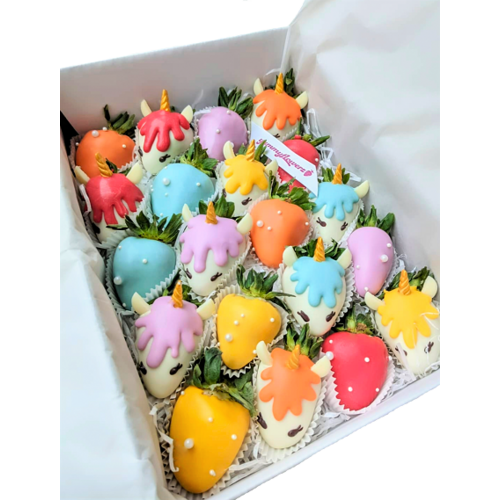 20pcs RAINBOW UNICORN Chocolate Strawberries Gift Box